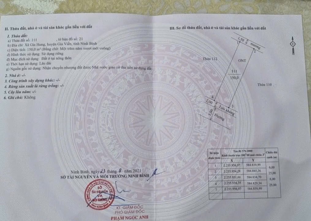 Đất nền Gia Hưng, Gia Viễn 300m² giá 2 tỷ - Sổ đỏ chính chủ, không bán lẻ!