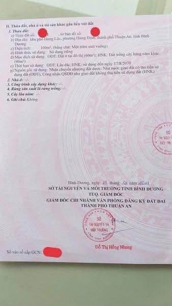 Đất thổ cư mặt tiền đường Hưng Định 22, Thuận An, 100m² - Giá tốt 2.3 tỷ!