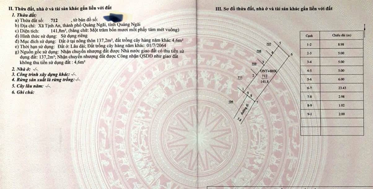 Bán lô đất Tịnh An, phường Trương Quang Trọng, 140m² - Hướng Tây Nam, giá tốt!