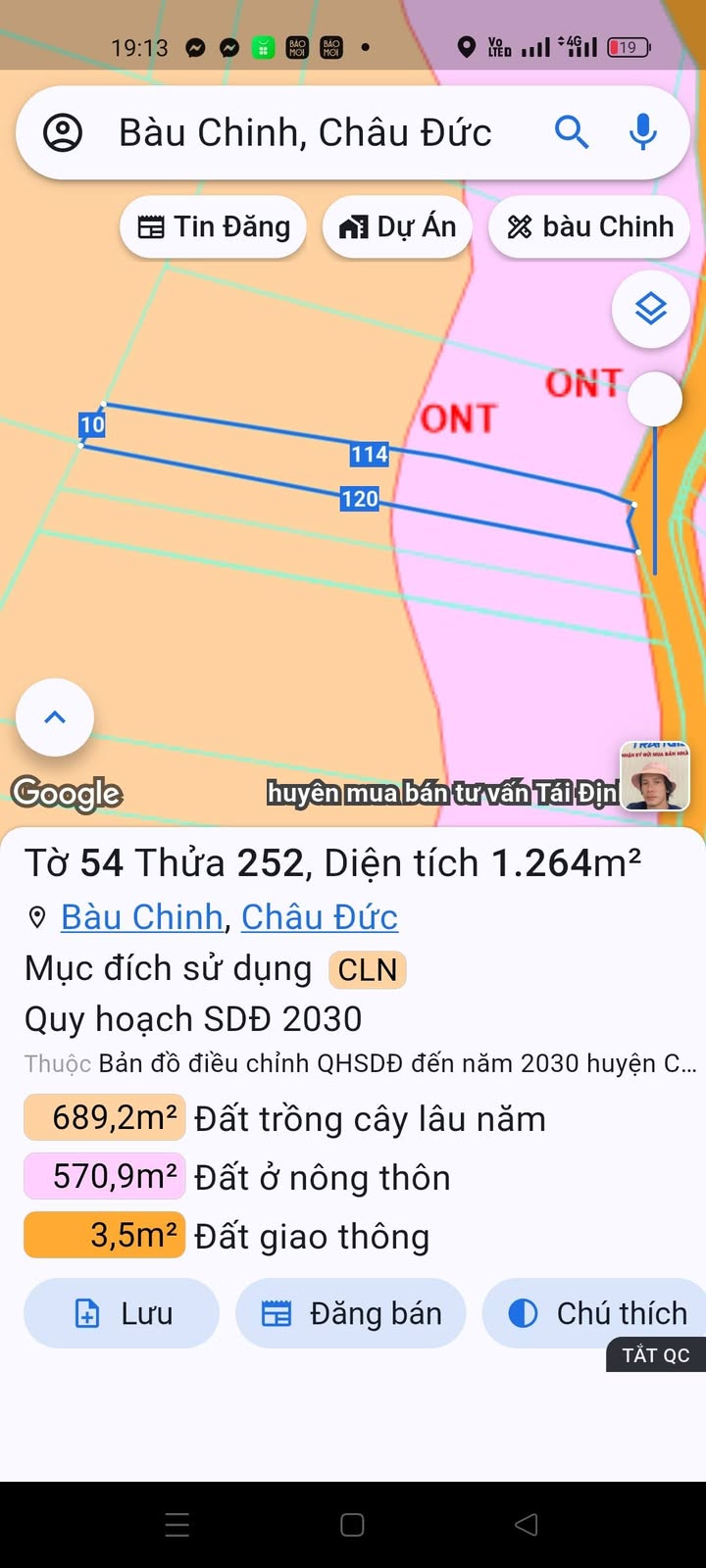 Đất nền Bàu Chinh Châu Đức 1264m² giá 1.2 tỷ - Pháp lý rõ ràng, thổ cư 100%!