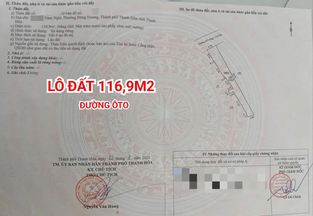 Đất nền đường Hàm Nghi, phường Hạc Thành, 116m² chỉ 2 tỷ - Cơ hội đầu tư hiếm có!