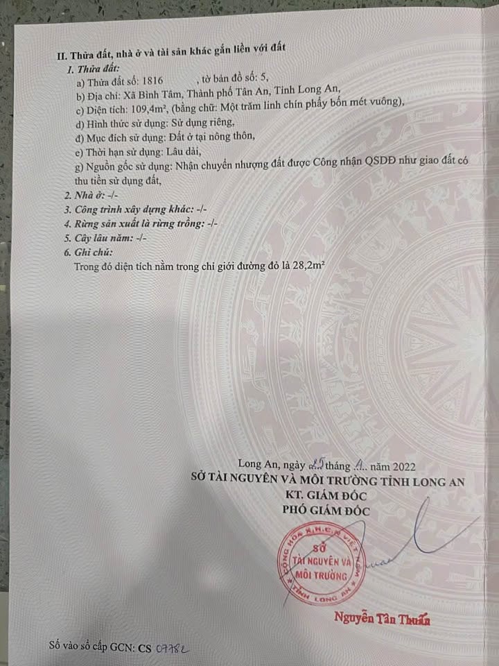 Đất nền mặt tiền Đinh Viết Cừu, Bình Tâm, Tân An 105m² giá 1.1 tỷ - Chính chủ bán gấp!