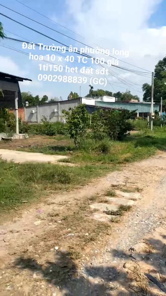 Đất nền Long Hoa Tây Ninh 400m² giá 1.15 tỷ - Gần trường học, thuận tiện giao thông!