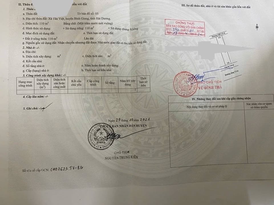 Đất nền Tân Hưng, Bình Giang 110m² giá 2 tỷ - Cơ hội đầu tư hấp dẫn!