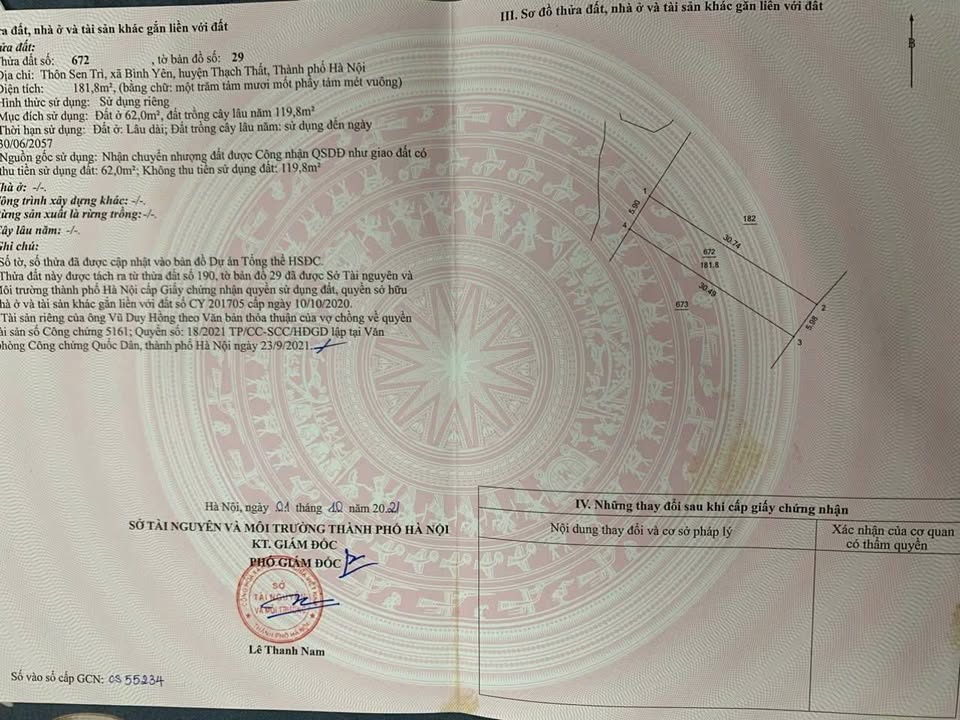 Đất nền thổ cư tại Thôn Sen Trì, xã Hạ Bằng, 181.8m² - Giá thỏa thuận chính chủ