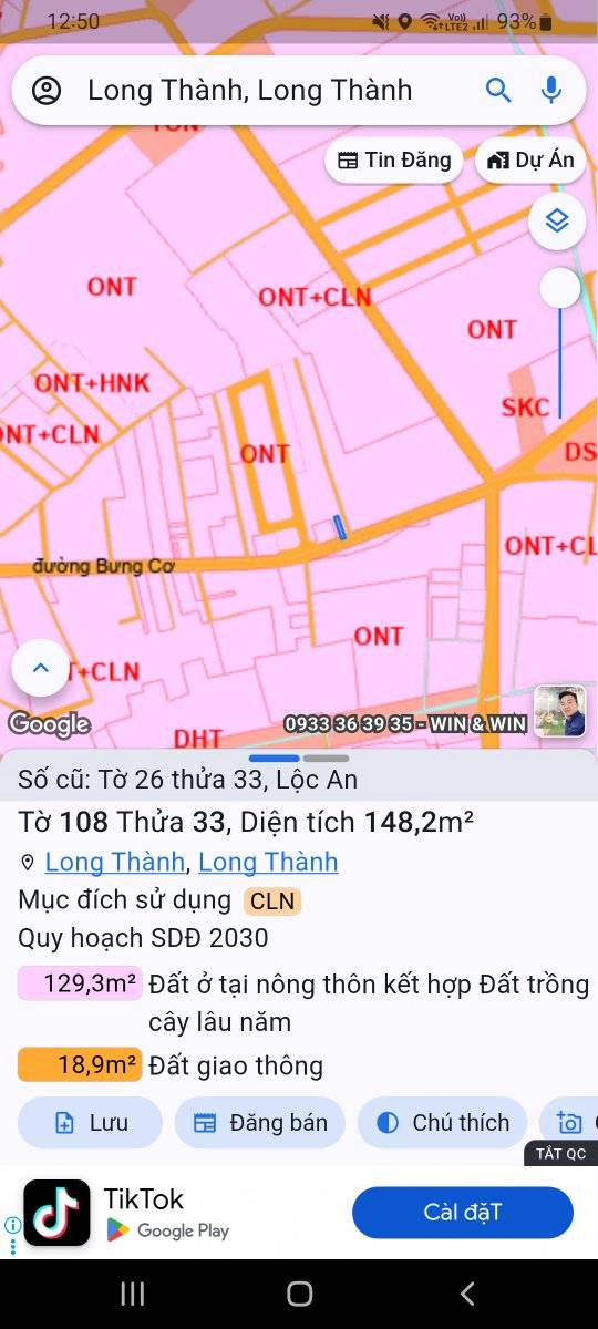 Đất thổ cư 150m² mặt tiền đường Bưng Cơ Lộc An - Giá chỉ 3.3 tỷ!