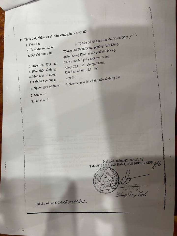 Đất nền tại Anh Dũng, Dương Kinh, Hải Phòng 92m² chỉ 32 triệu/m² - Cơ hội đầu tư tuyệt vời!