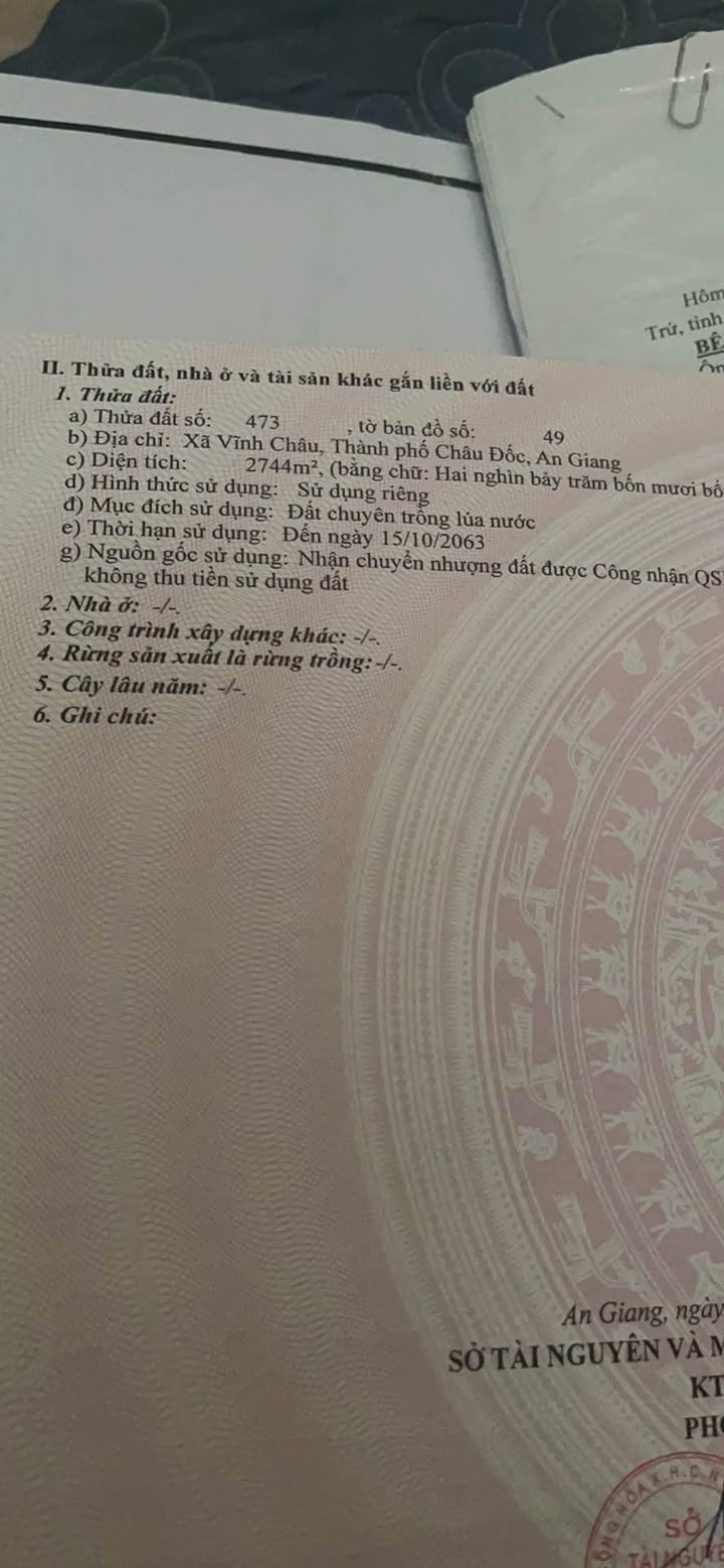 Đất mặt tiền đường Kênh Đào Vĩnh Châu 2744m² - Lợi thế lớn, giá thương lượng!