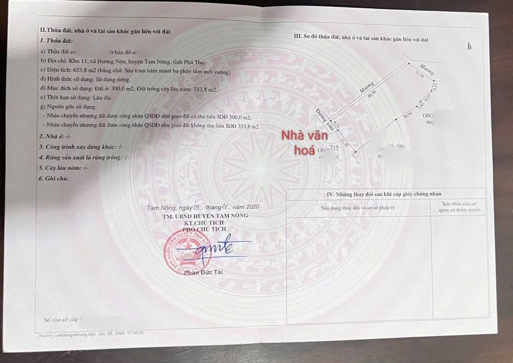 Đất nền 653.8m² tại xã Tam Nông, Phú Thọ - Giá chỉ 3 triệu/m²