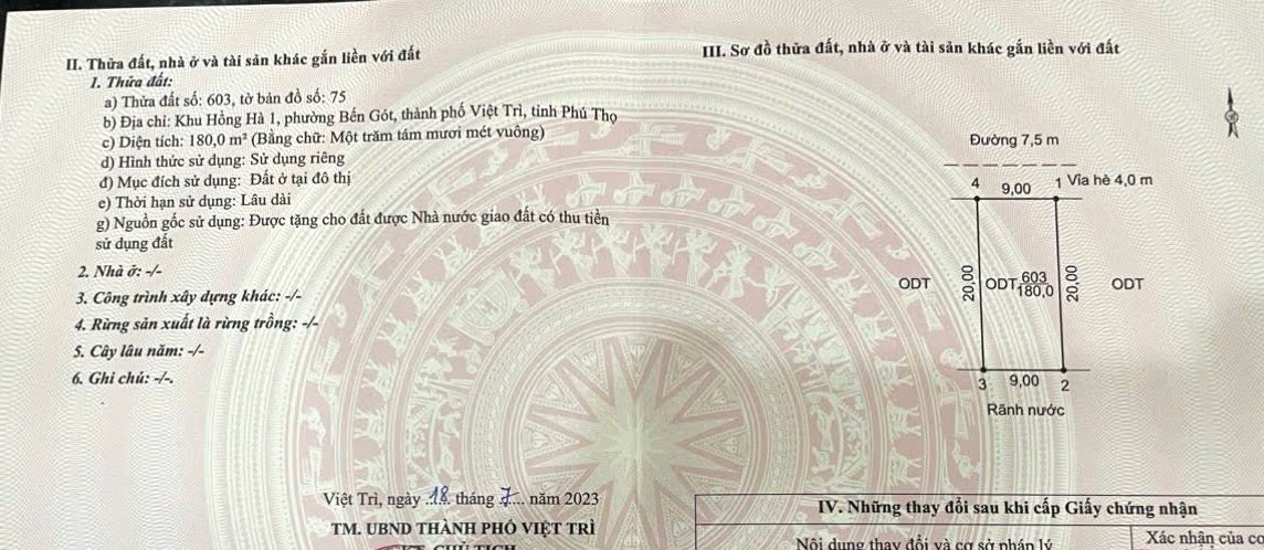 Đất KĐT Bến Gót - Thọ Sơn, Việt Trì 180m² giá 4 tỷ - Đầu tư sinh lời ngay!