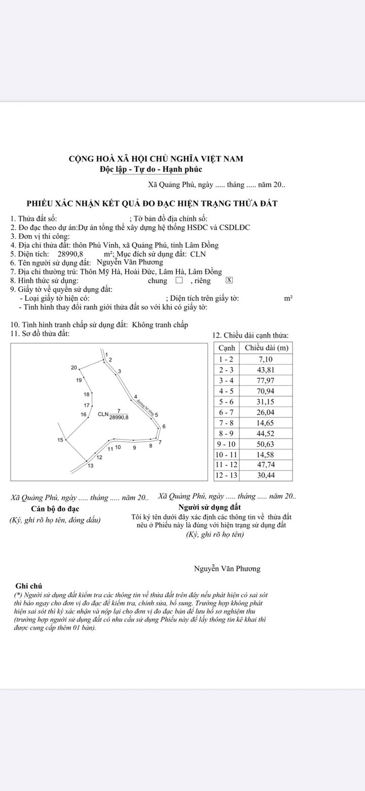 Đất nền Quảng Phú Đam Rông 29000m² giá 1.6 tỷ - Cơ hội đầu tư sinh lời!