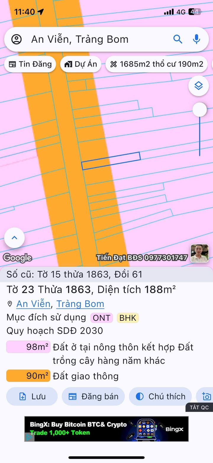 Đất nền mặt tiền kinh doanh Trảng Bom 512m² giá 2.6 tỷ - Cơ hội đầu tư tuyệt vời!