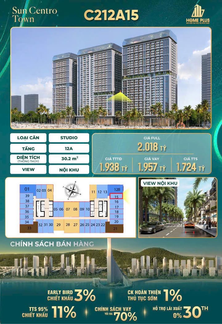 Căn hộ Studio Sun Elite City Hạ Long 30m² giá 1.715 tỷ - Tiềm năng sinh lời cao!