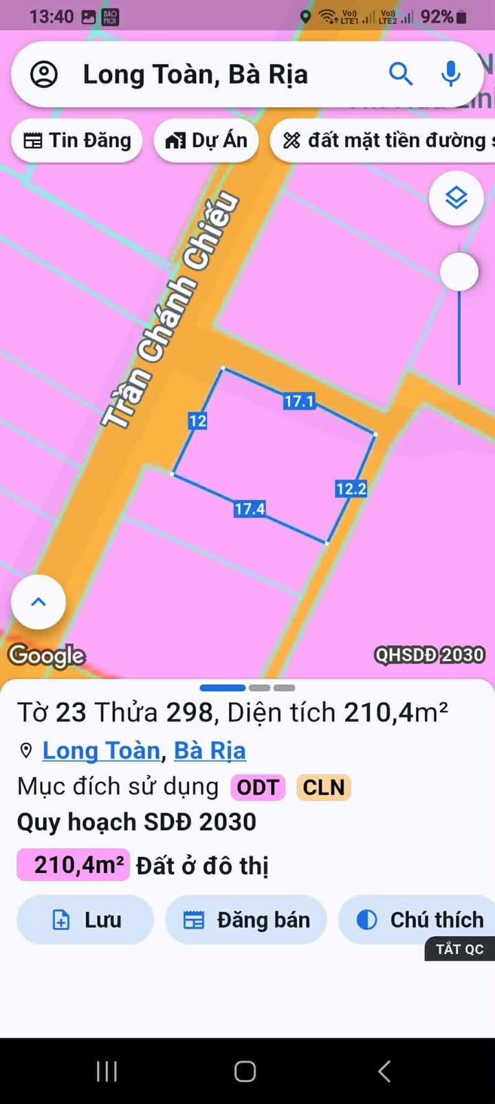 Đất nền Bà Rịa - Vũng Tàu 210m² giá thỏa thuận - Mặt tiền đường Trần Chánh Chiếu cực đẹp!