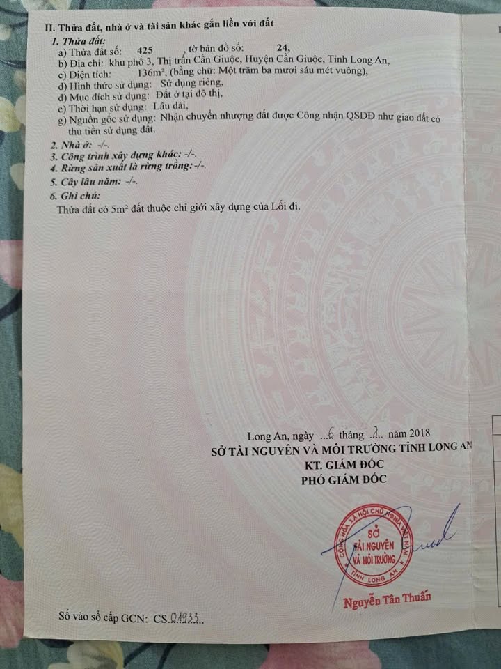 Đất thổ cư Cần Giuộc 136m² giá 1.6 tỷ - Vị trí đẹp, gần chợ và trường học!