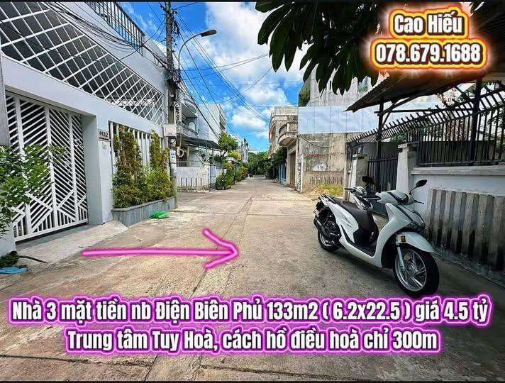 Nhà cấp 4 3 mặt tiền đường Điện Biên Phủ, Tuy Hòa 133m² giá 4.5 tỷ - Vị trí đắc địa!