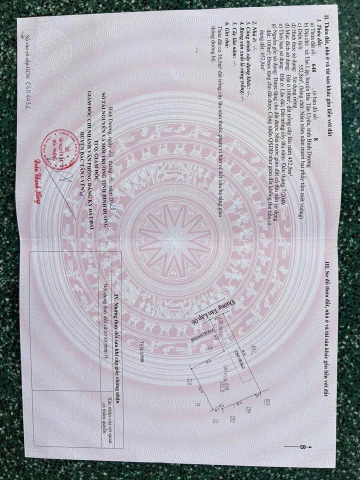 Đất nền đẹp đường Tân Lập 06, phường Uyên Hưng, 552m² - Sổ đỏ chính chủ giá 2.9 tỷ