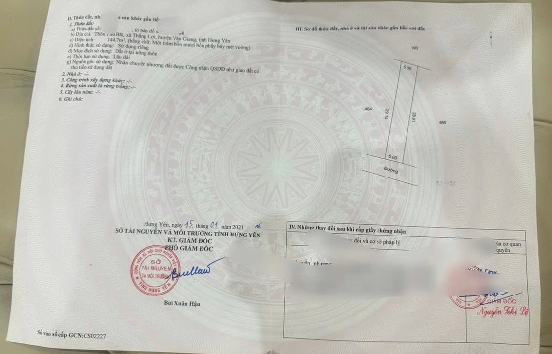 Đất thổ cư 144.7m² Thôn Phù Bãi, Văn Giang chỉ 20 triệu/m² - Cơ hội đầu tư sinh lời!