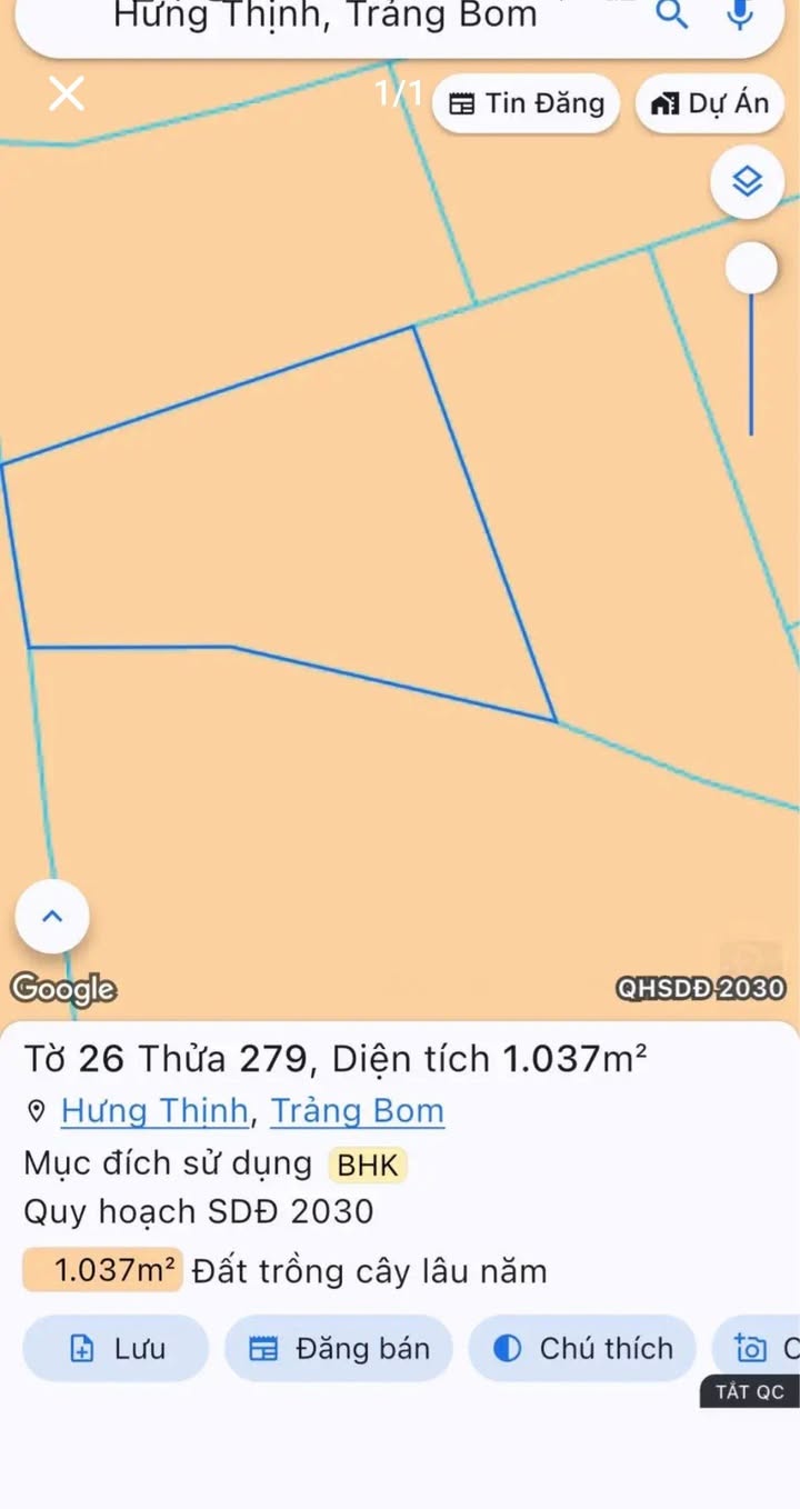 Đất Hưng Thịnh Trảng Bom 1000m² giá 700 triệu - Cơ hội đầu tư tuyệt vời!