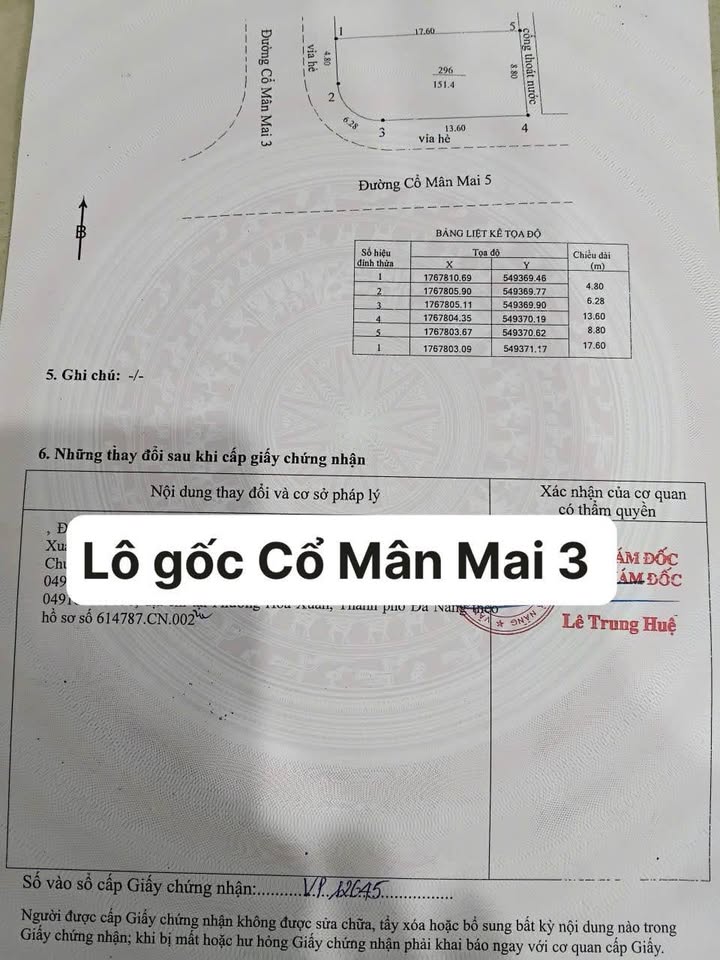 Đất lô góc Cổ Mân Mai 3, Hòa Xuân 151.4m² giá 6 tỷ - Đầu tư sinh lời ngay!