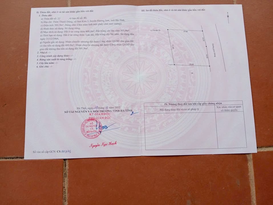 Đất thổ cư Sơn Kim 2, Hương Sơn 899m² giá 1 tỷ - Đầu tư sinh lời ngay!