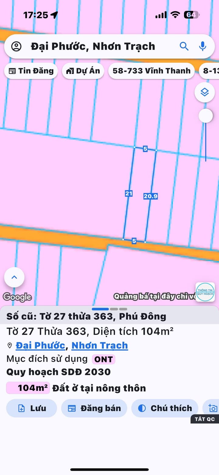 Đất nền Phú Đông Nhơn Trạch 104m² giá 2 tỷ - Vị trí thuận lợi gần trường học!