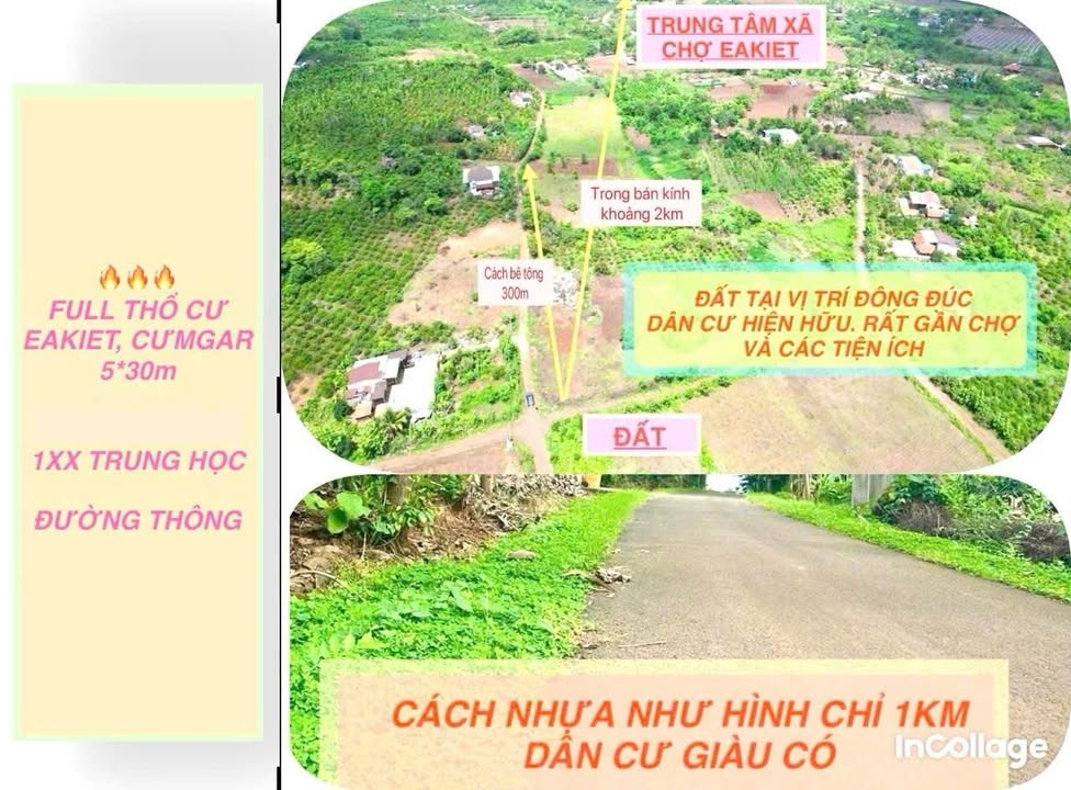 Đất thổ cư Ea Kiết, Cư M'gar, Đắk Lắk 150m² giá 100 triệu - Cơ hội đầu tư hấp dẫn!