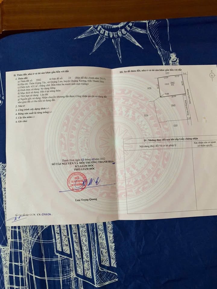 Đất thổ cư 431m² tại Quảng Lưu, Thanh Hóa - Mặt tiền 18m, giá chỉ 110 triệu