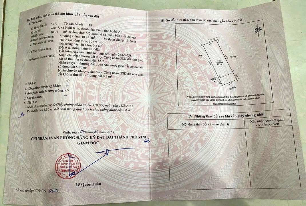 Đất nền đường Xuân Lộc, phường Nghi Kim, 103m² giá 3.9 tỷ - Cơ hội đầu tư hấp dẫn!