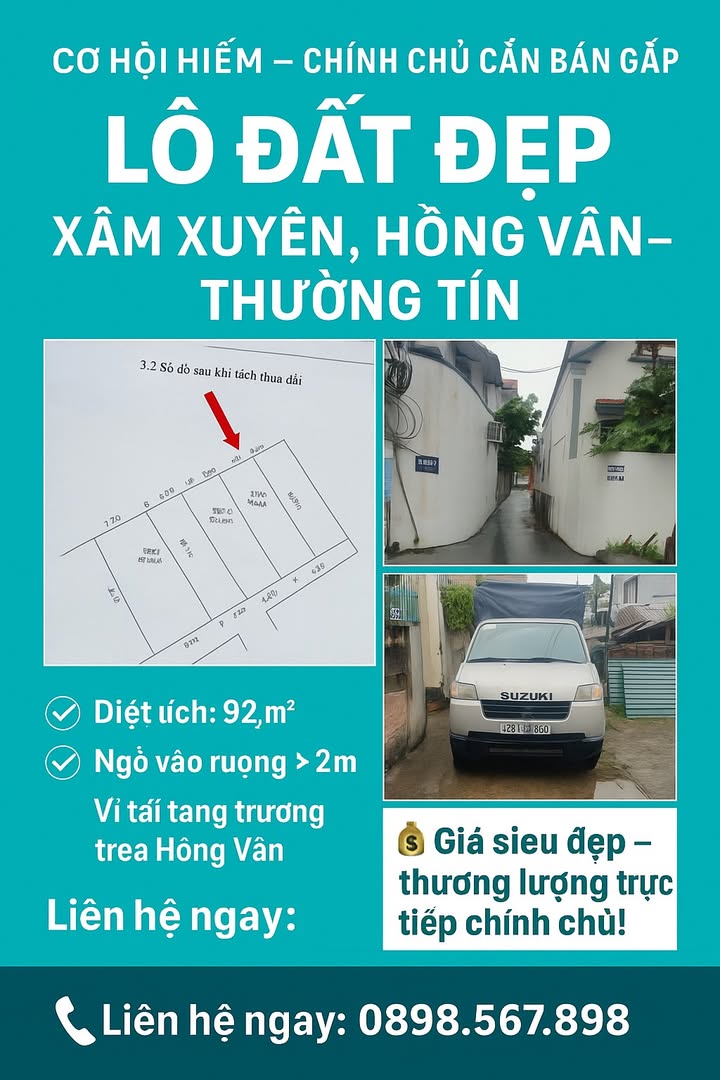 Đất nền Hồng Vân, Thường Tín 92,4m² - Cơ hội sở hữu ngay!