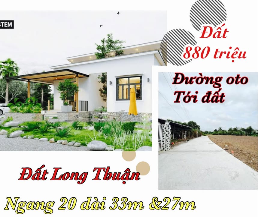 Đất nền Long Thuận Gò Công 600m² giá 880 triệu - Đường ô tô vào tận nơi!
