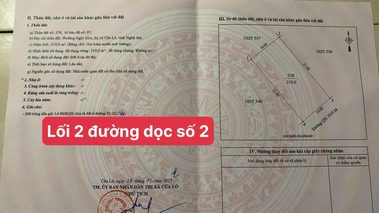 Đất Đấu Giá Đối Diện Vinwonder Nghi Hòa 210m² giá 4.7 tỷ - Cơ hội đầu tư tuyệt vời!
