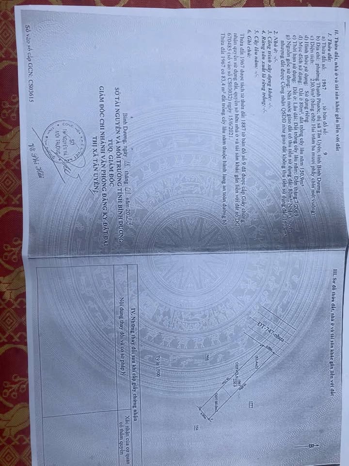 Đất mặt tiền đường ĐT747, Thạnh Phước, Tân Uyên 230m² giá 5.06 tỷ - Đầu tư sinh lời hấp dẫn!