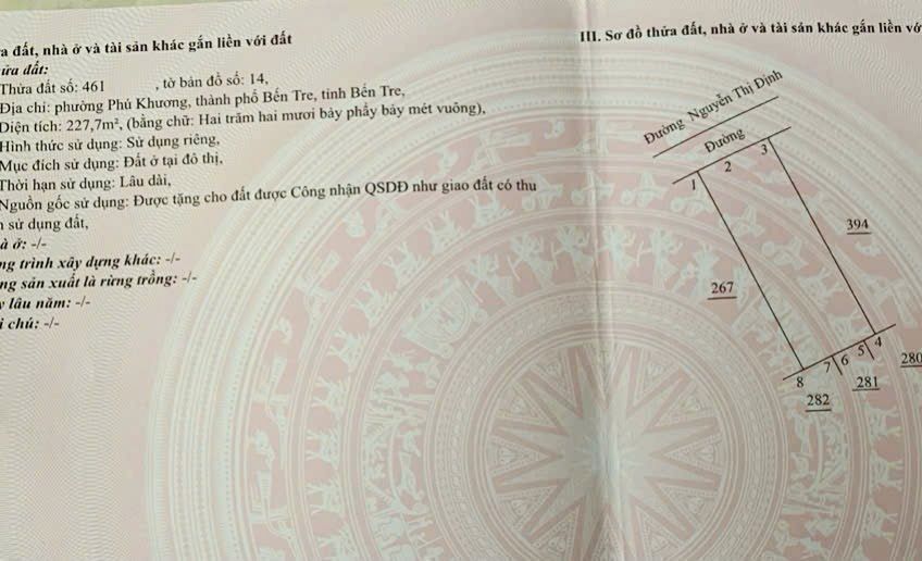 Đất mặt tiền đường Nguyễn Thị Định, Bến Tre 228m² - Cơ hội đầu tư sinh lời!