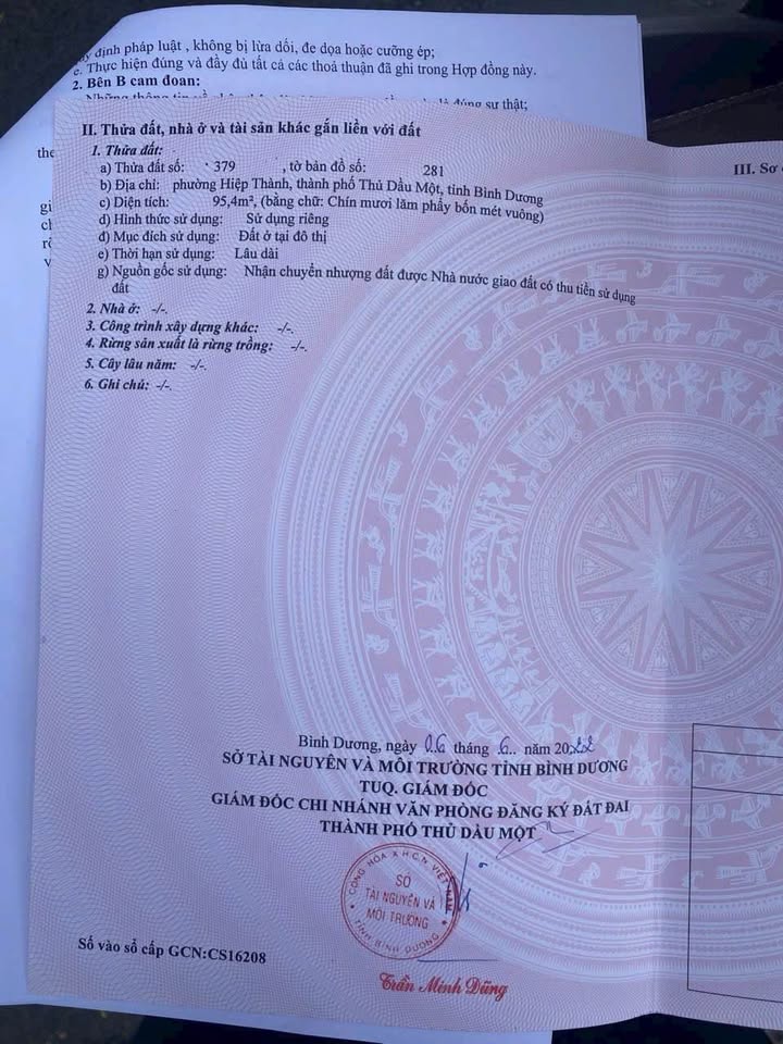 Đất Hiệp Thành 95m² giá 3.35 tỷ - Thổ cư 100%, sổ hồng chính chủ