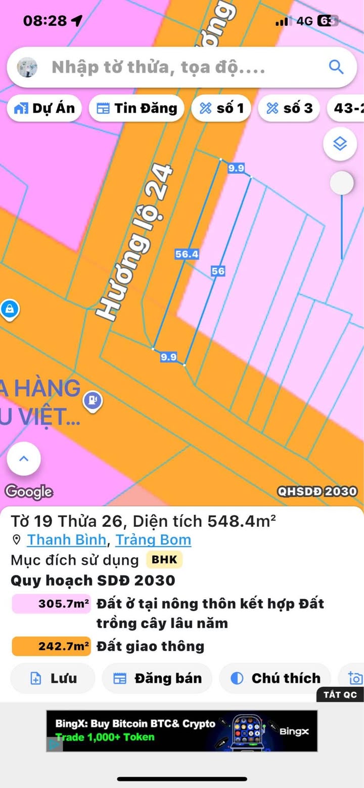 Đất mặt tiền đường 762, xã Bàu Hàm, Trảng Bom 548m² giá 2.4 tỷ - Đầu tư sinh lời ngay!