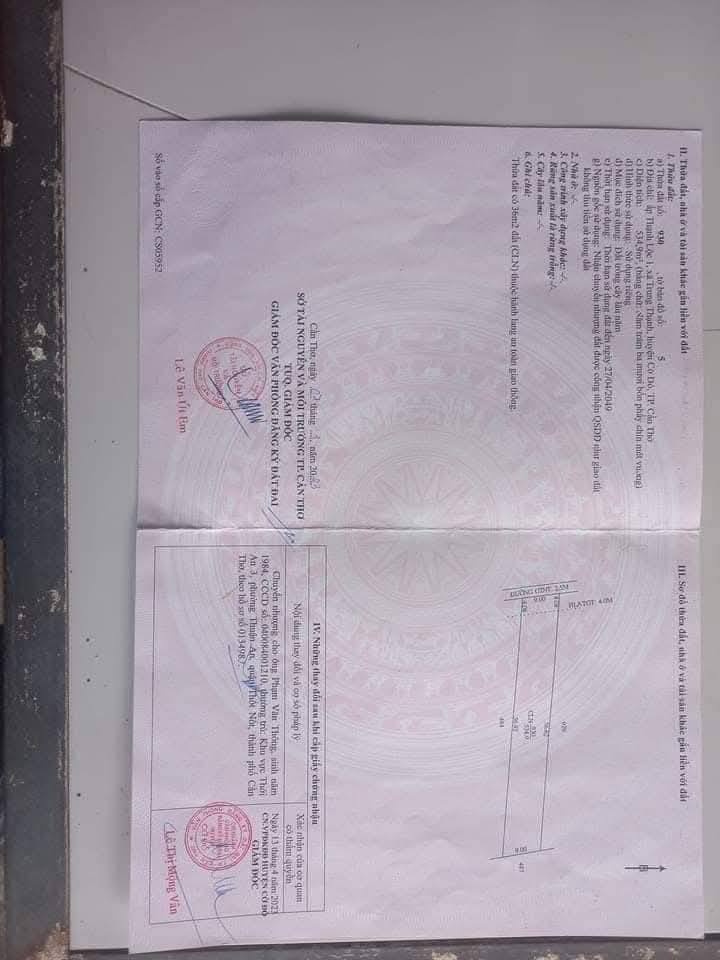 Đất nền Cờ Đỏ 535m² giá chỉ 800 triệu - Pháp lý CLN chính chủ