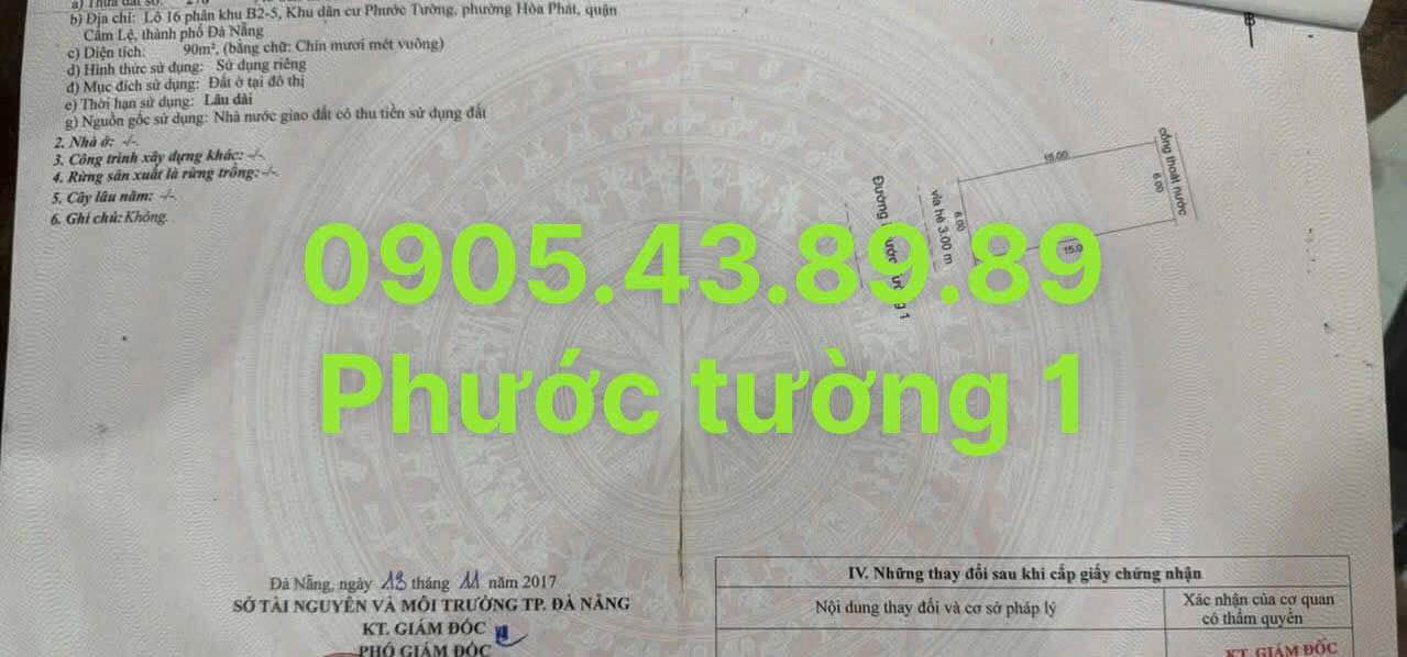 Đất 90m² đường Phước Tường 1, quận Cẩm Lệ, Đà Nẵng - Khu dân trí cao, giá chỉ 4.3 tỷ!