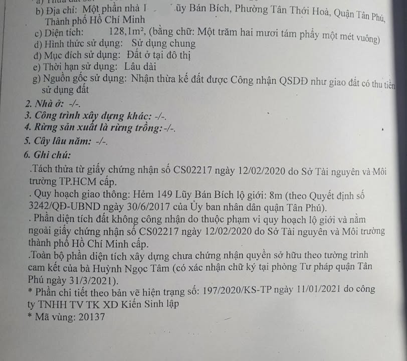 Đất Lũy Bán Bích Tân Phú 128m² giá 11.5 tỷ - Sổ hồng chính chủ!