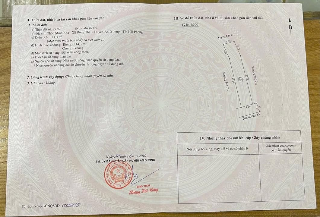 Đất nền mặt đường Văn Phong, Đồng Thái, An Dương, 114m² - Cơ hội đầu tư tuyệt vời!