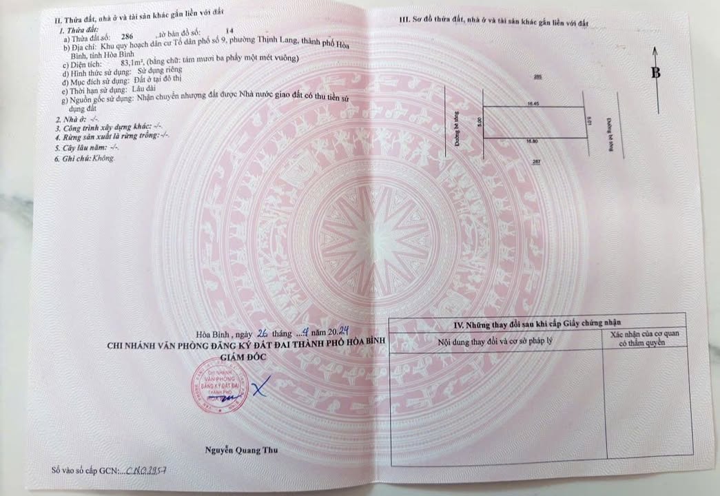 Đất nền Thịnh Lang 83m² giá 2 tỷ - Mặt tiền 5m đường thông rộng