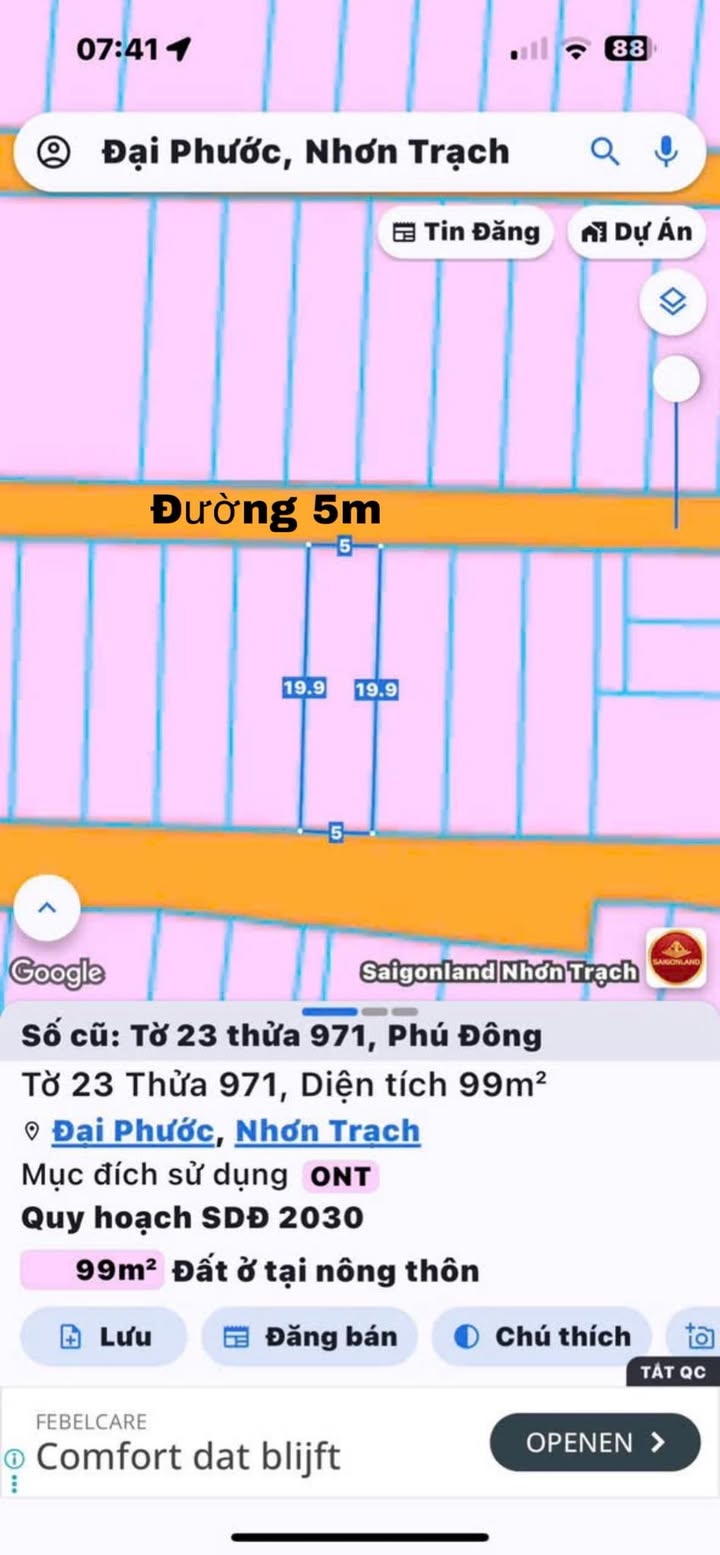 Đất thổ cư 99m² xã Đại Phước giá 1.89 tỷ - Sổ đỏ chính chủ, vị trí đắc địa!