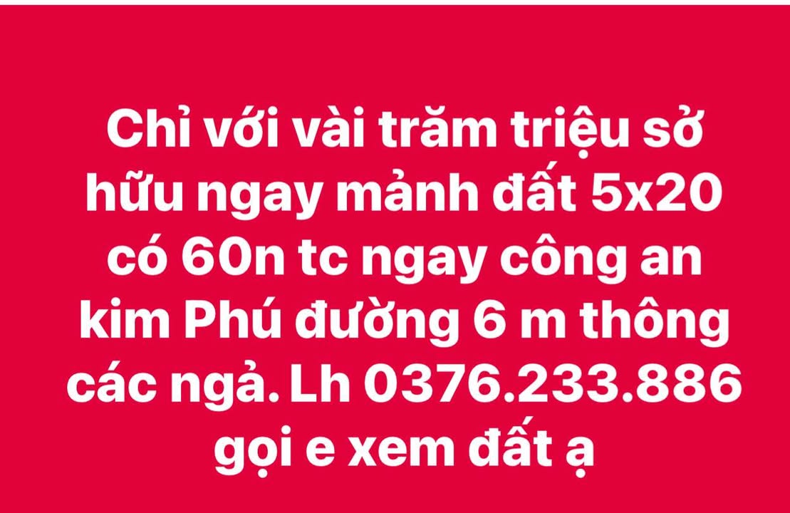 Đất nền Kim Phú Tuyên Quang 100m² chỉ 299 triệu - Sổ đỏ chính chủ!