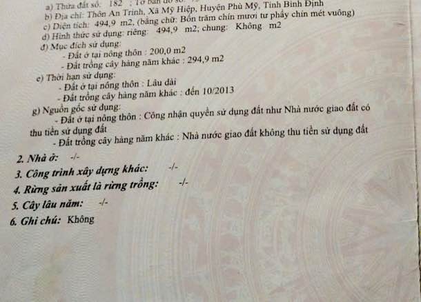 Đất nền Phù Mỹ 500m² giá 500 triệu - Sổ hồng chính chủ, vị trí đẹp!