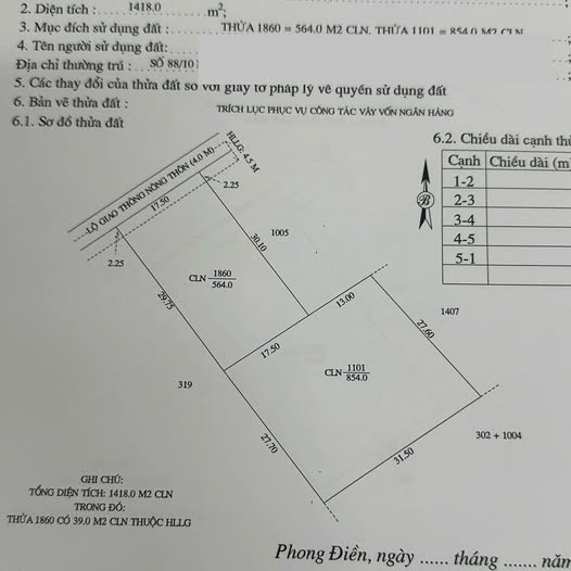 Đất nền 1418m² Nhơn Nghĩa, Phong Điền - Đầu tư sinh lời, giá tốt!