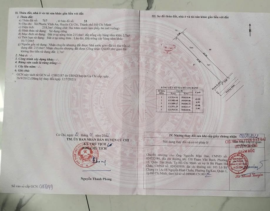 Đất thổ cư Củ Chi 215m² giá 3.56 tỷ - Chính chủ cần bán gấp!