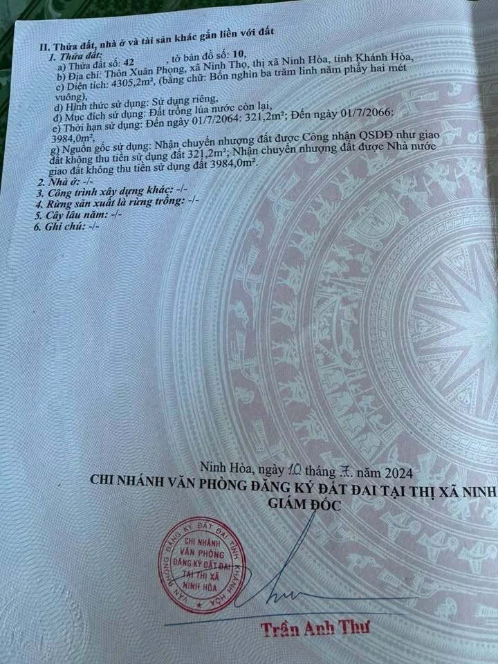 Đất vườn Ninh Thọ 2304m² giá 230.4 triệu - Cơ hội đầu tư tuyệt vời!