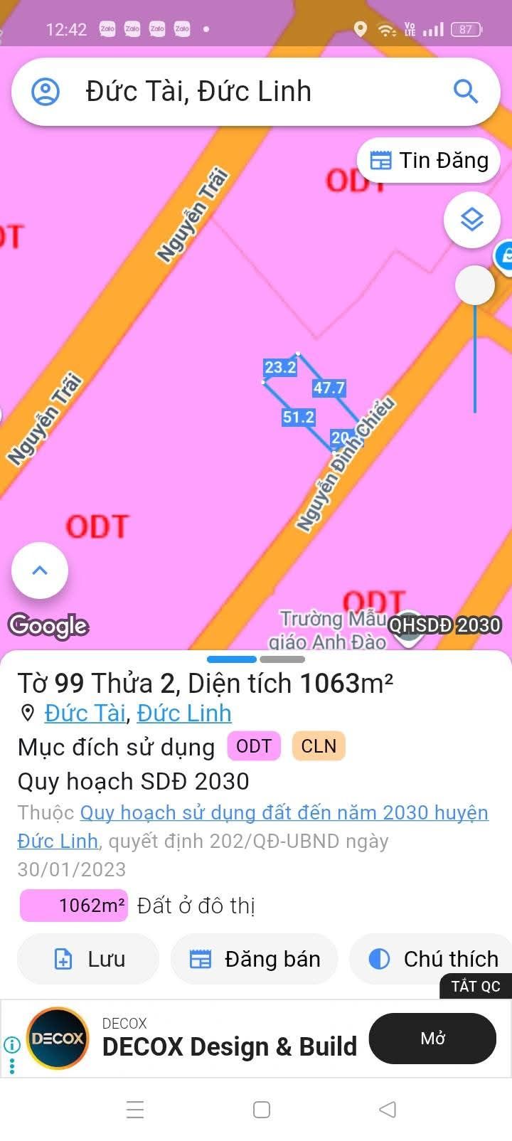 Đất nền thổ cư 250m² đường Nguyễn Đình Chiểu, Đức Tài - Chỉ 620 triệu