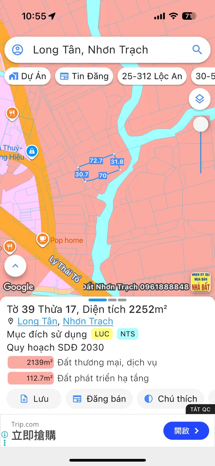Đất nền Long Tân Nhơn Trạch 2252m² giá 1.8 tỷ - Cơ hội đầu tư lớn!