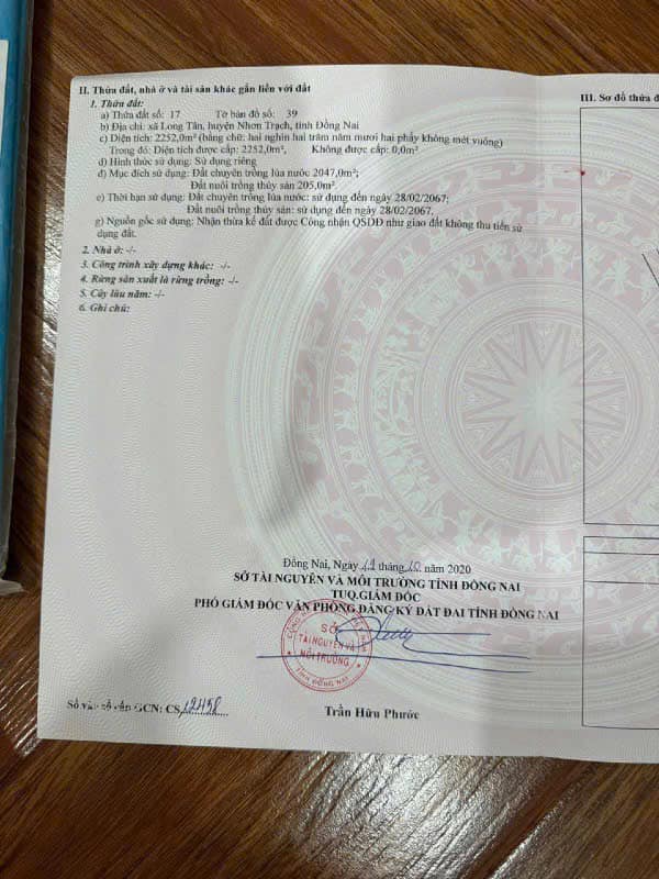 Đất Long Tân Nhơn Trạch 2252m² giá 1.8 tỷ - Cơ hội đầu tư sinh lời!